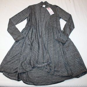 (S) Pretty Young Thing Gray Ruffle Open Cardigan
